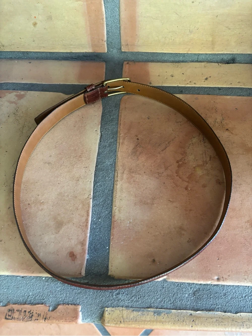 Vintage  Lizard skin Brown Men's Belt with 100% Brass Buckle Made in USA